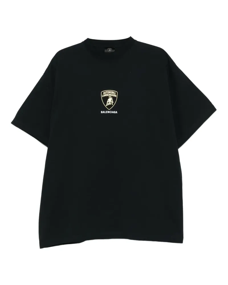 Balenciaga T-Shirt mit Automobili Lamborghini-Emblem - Schwarz Schwarz