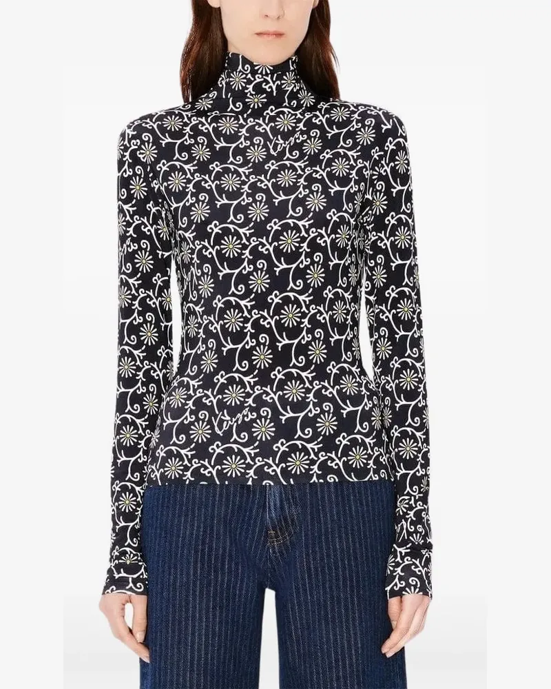 Kenzo flower-print turtleneck T-shirt - Blau Blau
