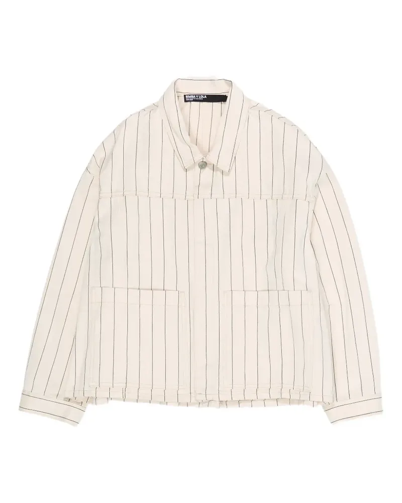 BIMBA Y LOLA Gestreifte Jeansjacke - Weiß Weiß