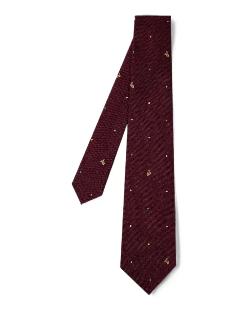 Paul Smith Polka Dot Rabbit Krawatte aus bordeauxfarbener Seide - Rot Rot