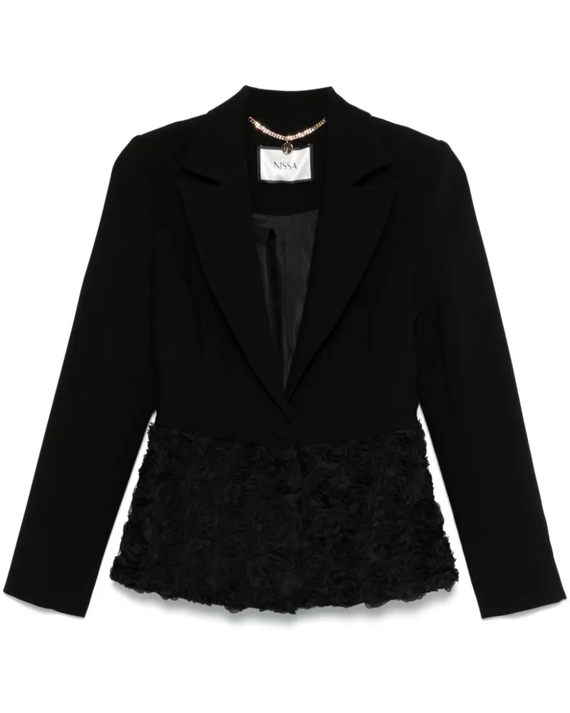 NISSA Blazer mit Blumenapplikation - Schwarz Schwarz