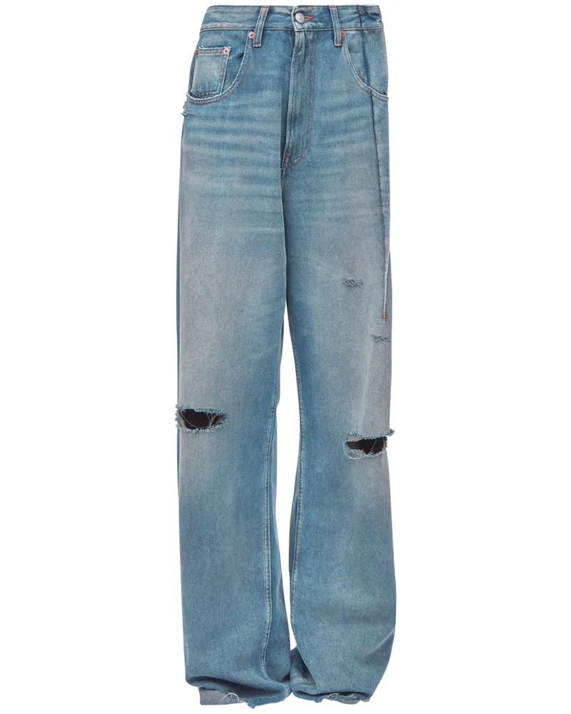 Maison Margiela Bootcut-Jeans mit Falten - Blau Blau