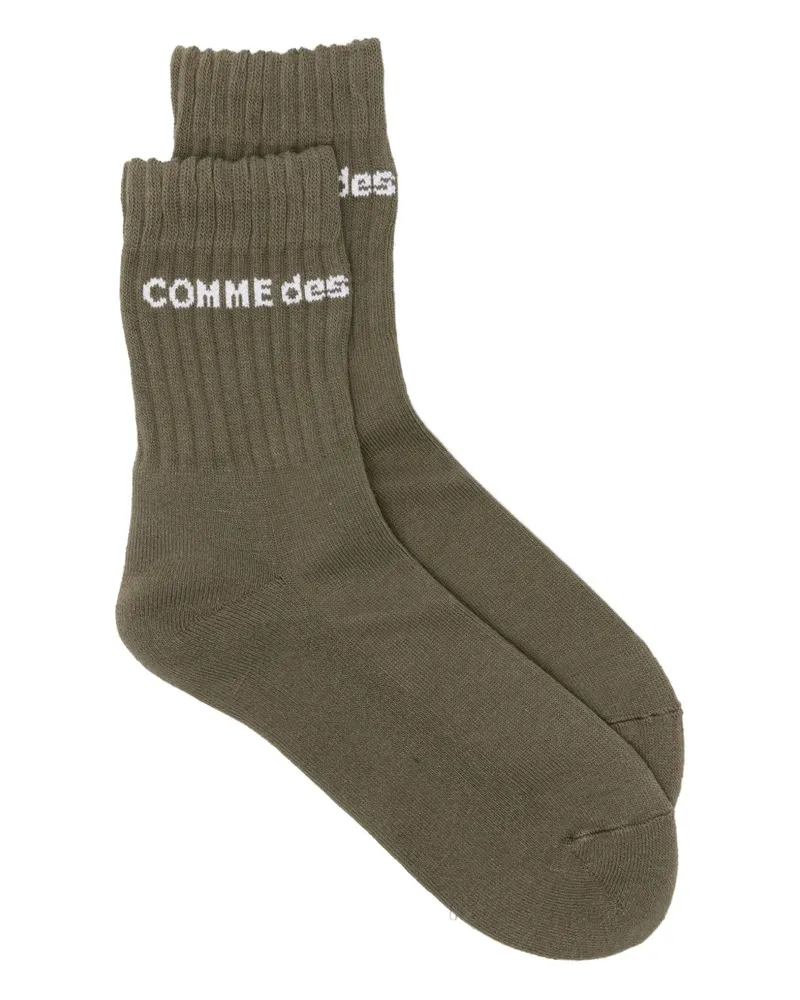 Comme des Garçons Gerippte Socken mit Logo - Grün Grün