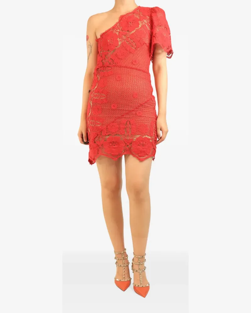 Miguelina One-Shoulder-Minikleid aus Spitze - Rot Rot