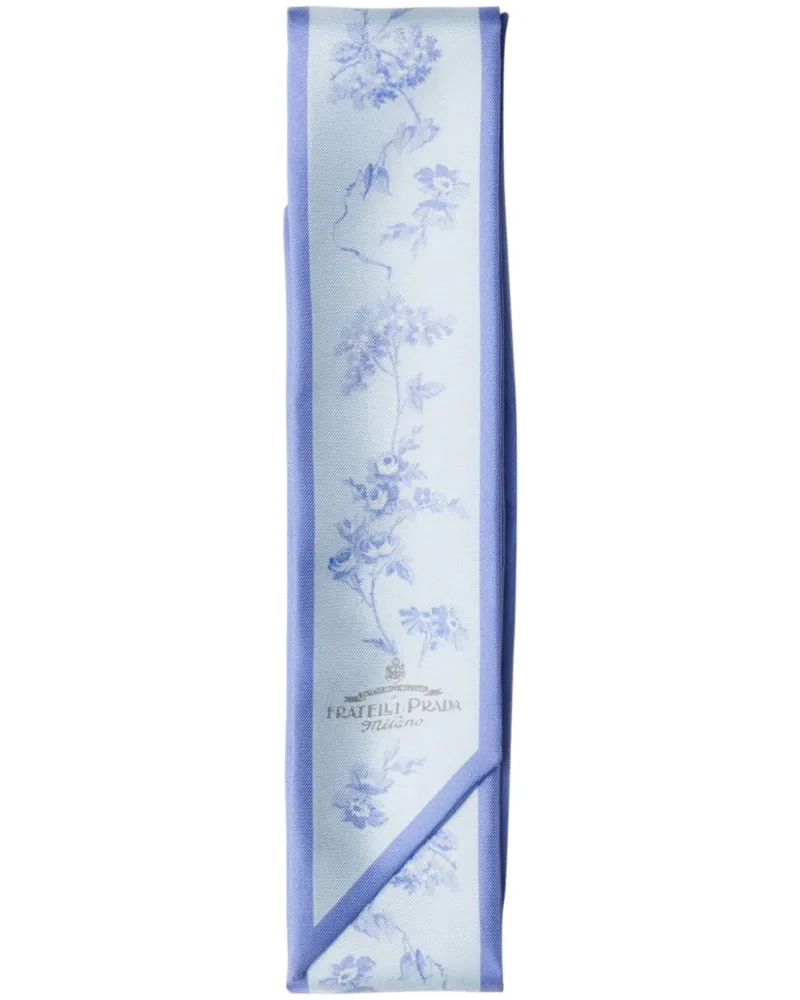 Prada Seidenschal mit floralem Print - Blau Blau