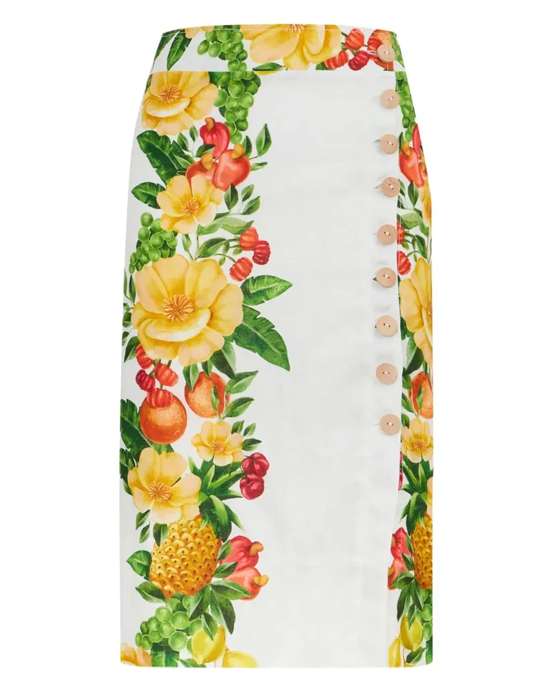 FARM Rio Midirock mit Blumen-Print - Weiß Weiß