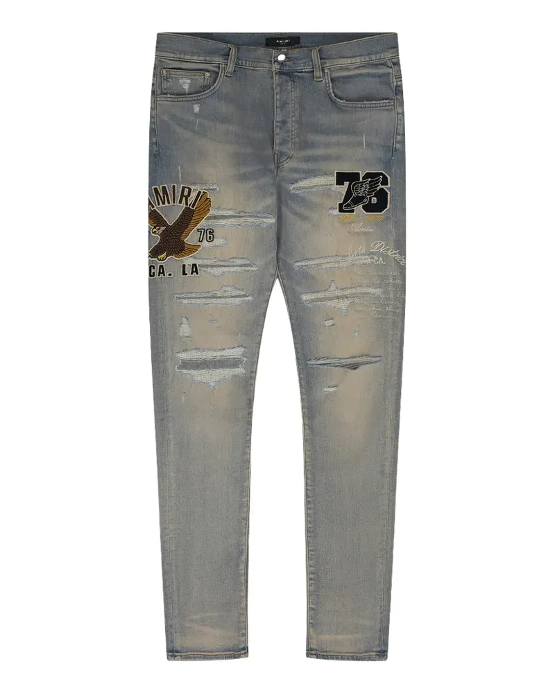 Amiri Varsity Eagle logo-patch jeans - Blau Blau