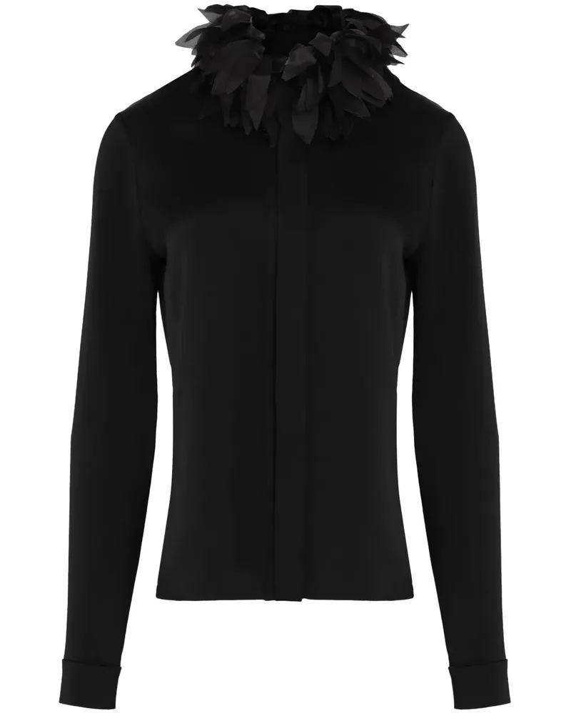 Gloria Coelho Bluse mit Blumenapplikation - Schwarz Schwarz