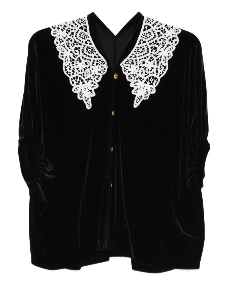 Junya Watanabe Hemd mit Spitzenkragen - Schwarz Schwarz