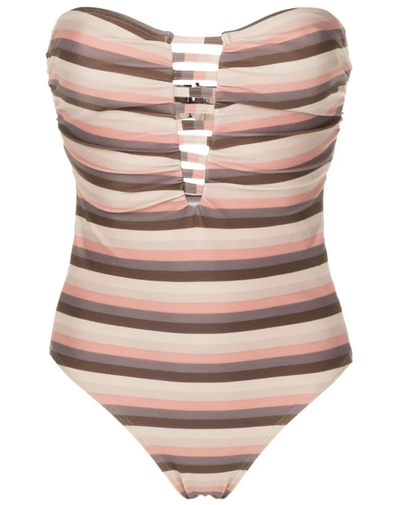 Amir Slama Bandeau-Badeanzug mit Cut-Out - Nude Nude