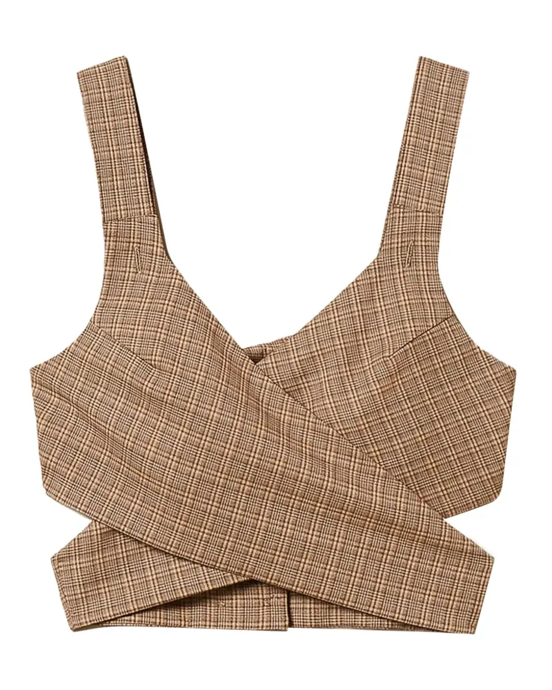 Twin-Set Karierte Cropped-Bluse - Braun Braun