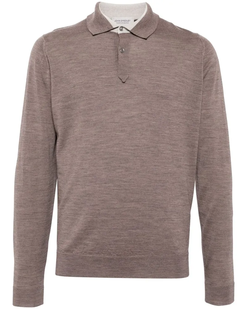 John Smedley Poloshirt aus Merinowolle Braun