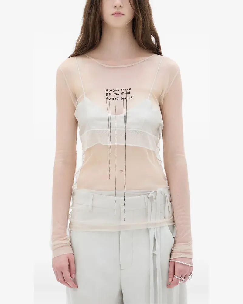 Ann Demeulemeester Angel Divine tulle long-sleeve top - Nude Nude