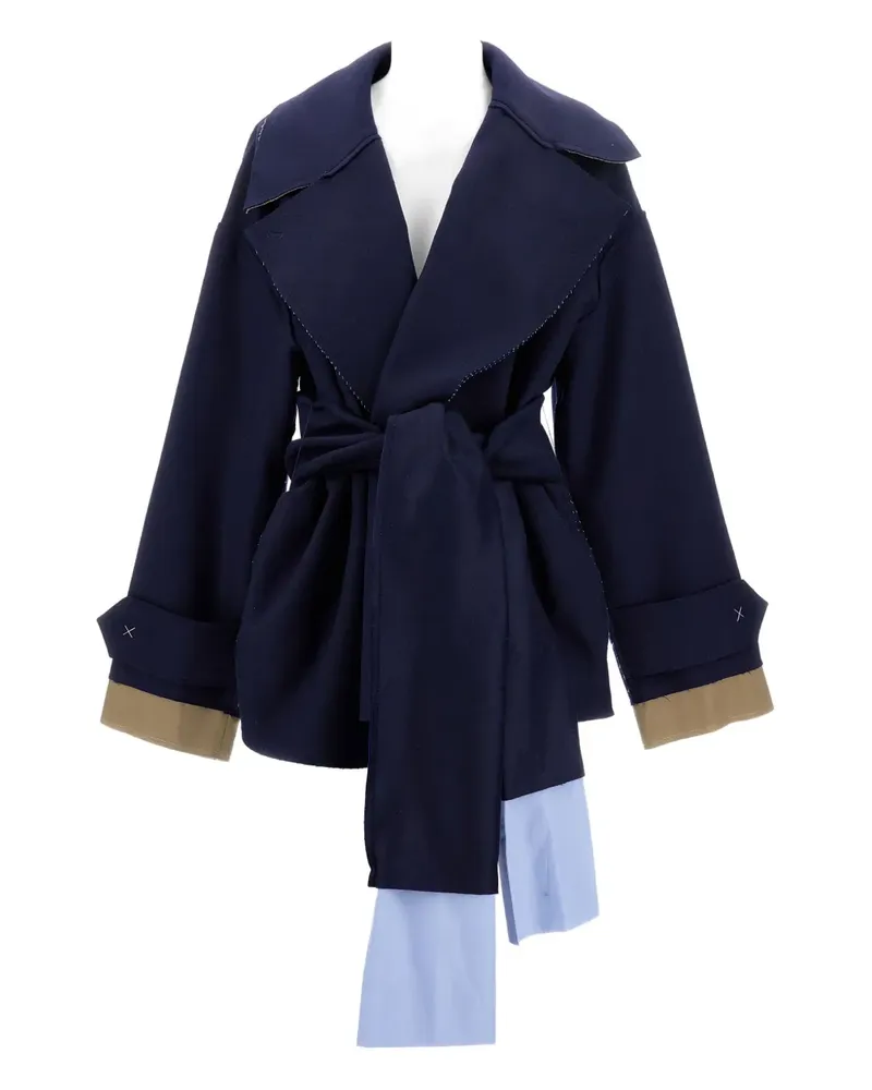 Jejia Gewickelter Mantel mit Gürtel - Blau Blau