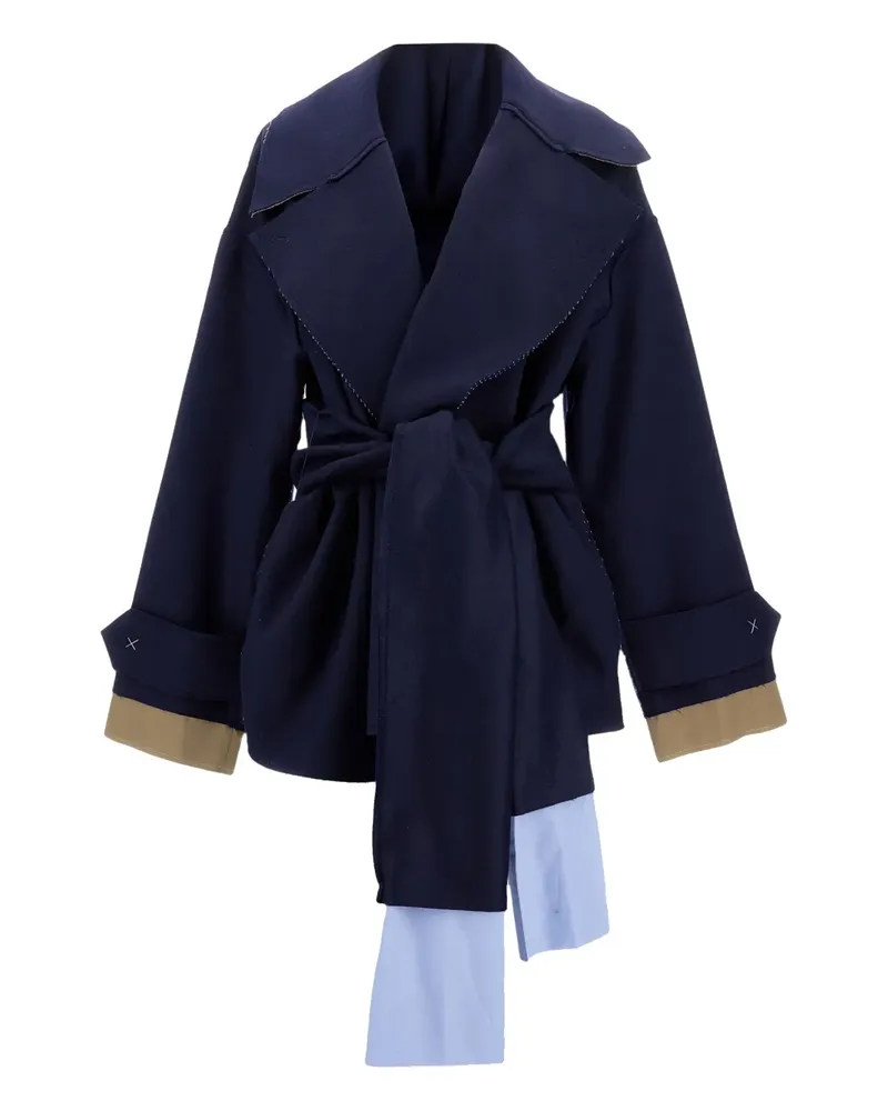 Jejia Gewickelter Mantel mit Gürtel - Blau Blau