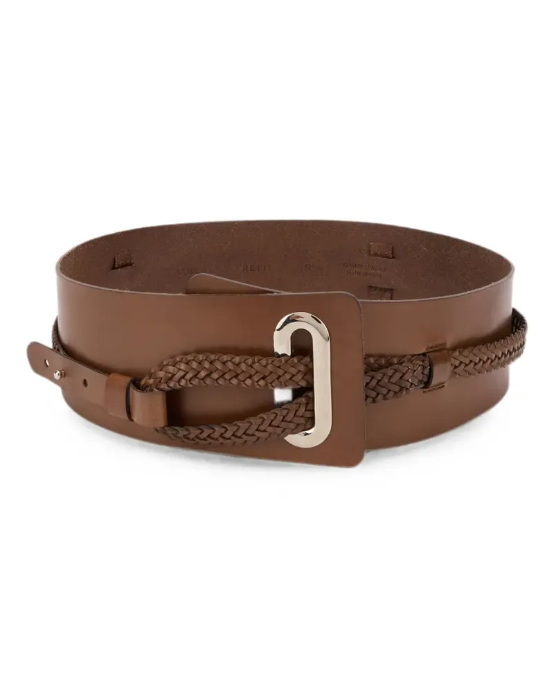 Alberta Ferretti braided-detail leather belt - Braun Braun