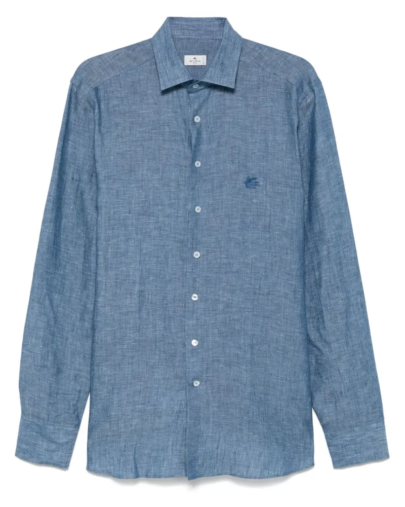 Etro Hemd mit Pegaso-Stickerei - Blau Blau