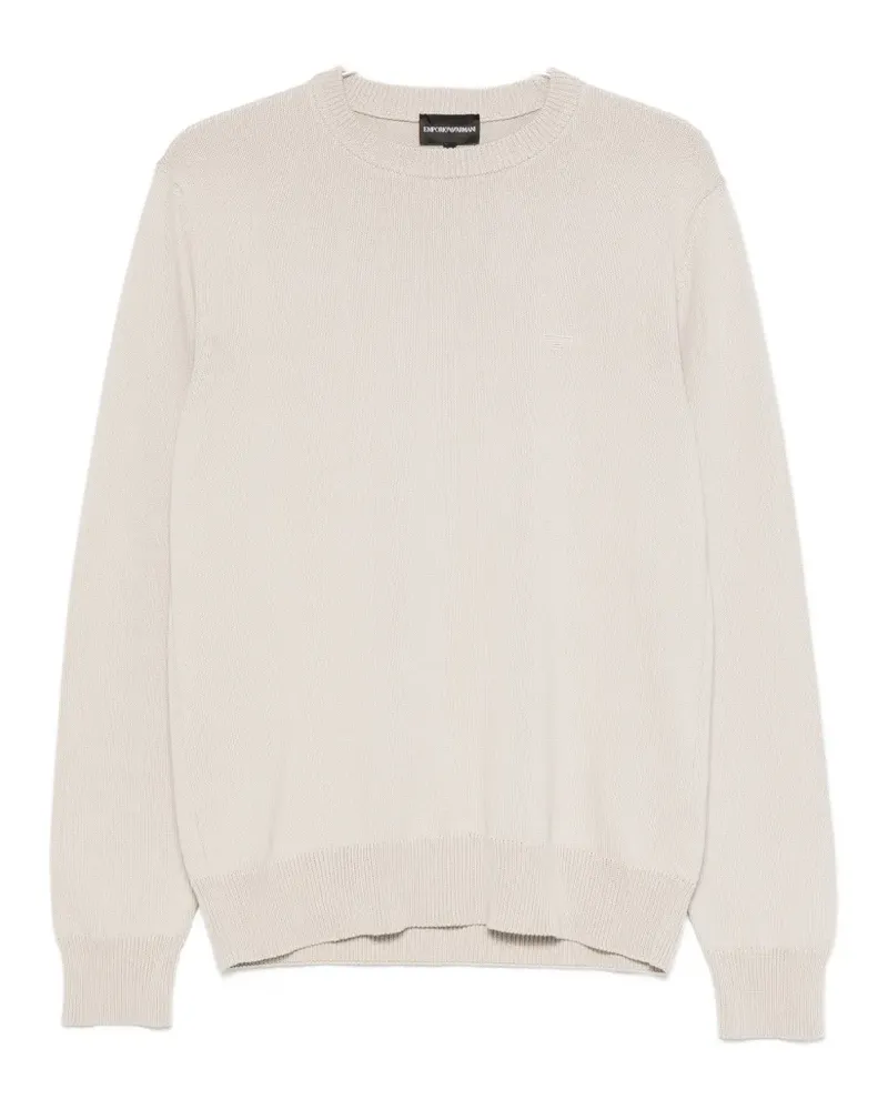 Emporio Armani logo-embroidered crew-neck sweater - Nude Nude