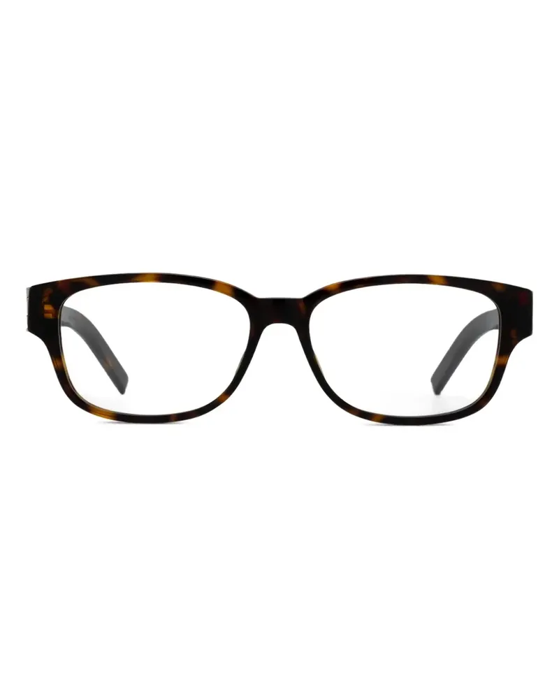 Saint Laurent Eckige Brille mit Logo-Schild - Braun Braun