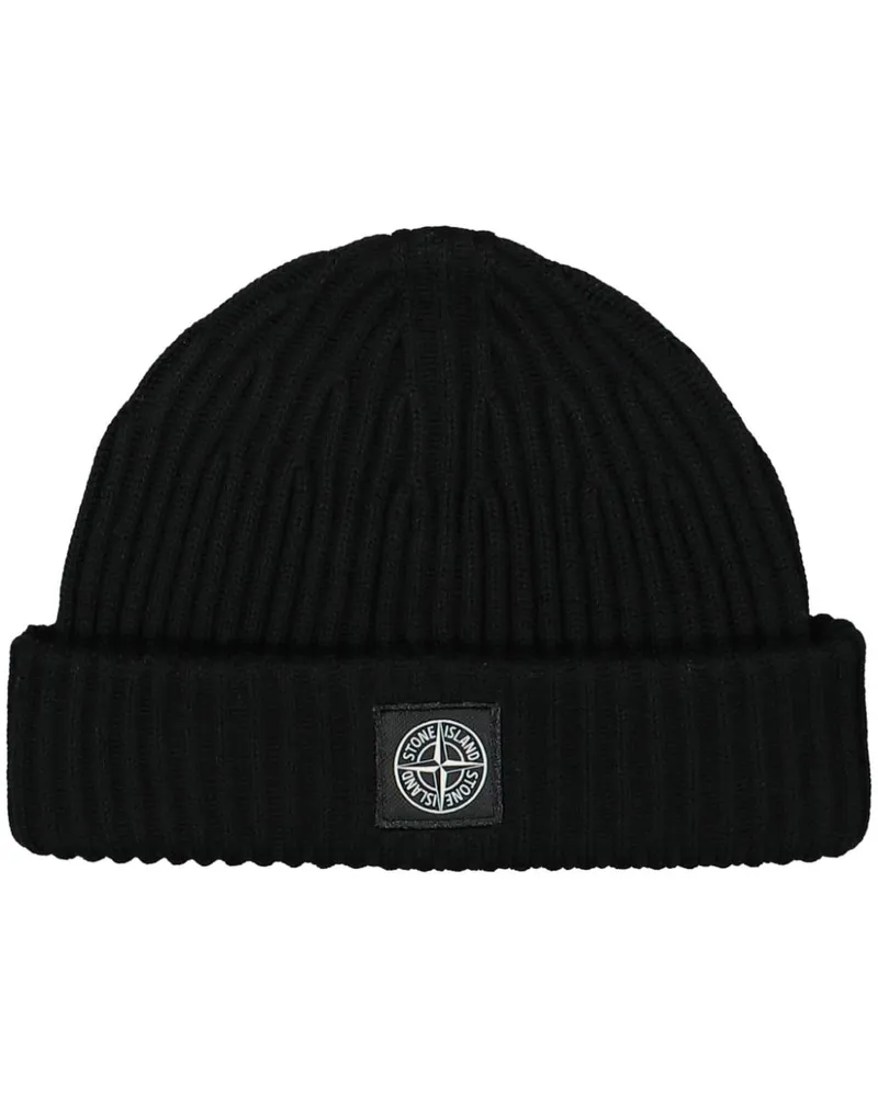 Stone Island Beanie aus Wolle - Schwarz Schwarz