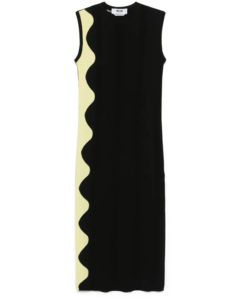 MSGM Kleid mit Wellenmuster - Schwarz Schwarz