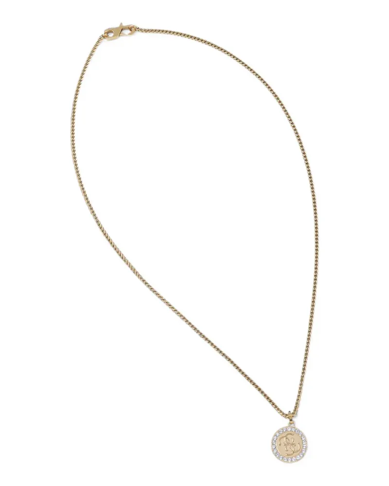 Guess Rebel Knight logo-pendant crystal-embellished necklace - Gold Gold