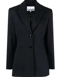 Ganni Blazer mit Nadelstreifen Schwarz