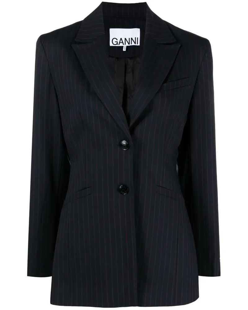 Ganni Blazer mit Nadelstreifen Schwarz