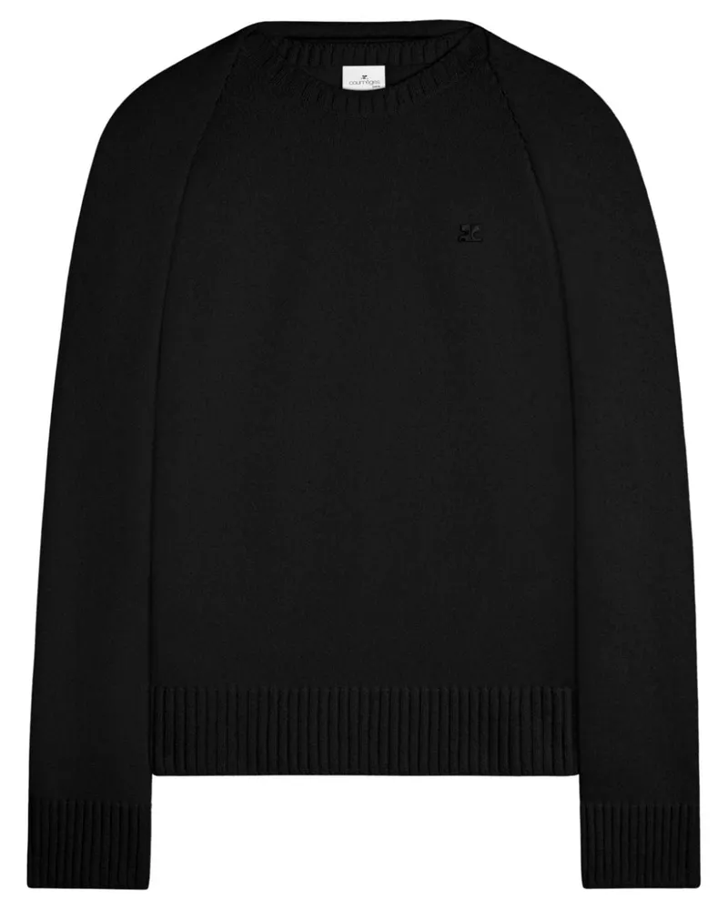 Courrèges wool straight sweater - Schwarz Schwarz