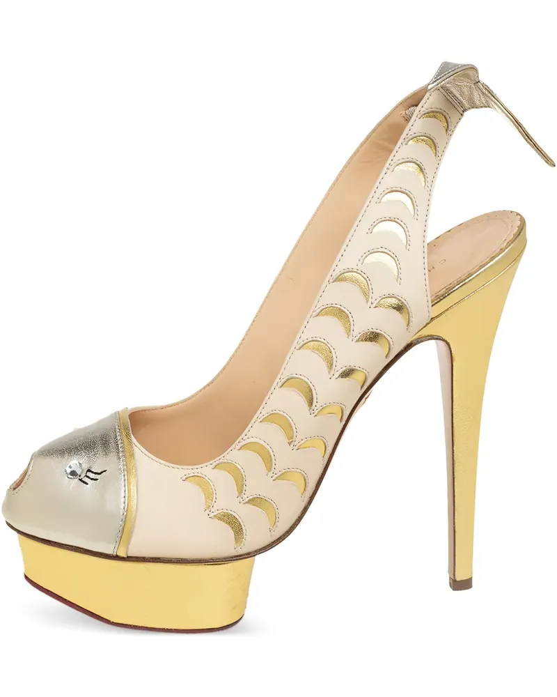 Charlotte Olympia Pre-owned Peeptoe-Slingback-Pumps mit Plateau 150mm - Gelb Gelb
