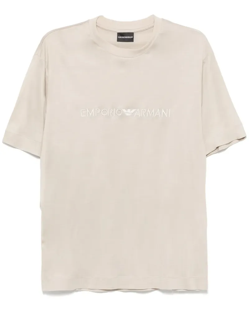 Emporio Armani T-Shirt mit Logo-Stickerei Silber