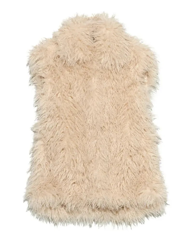 BIMBA Y LOLA Elfenbeinfarbene Oversized-Weste aus Pelz - Nude Nude