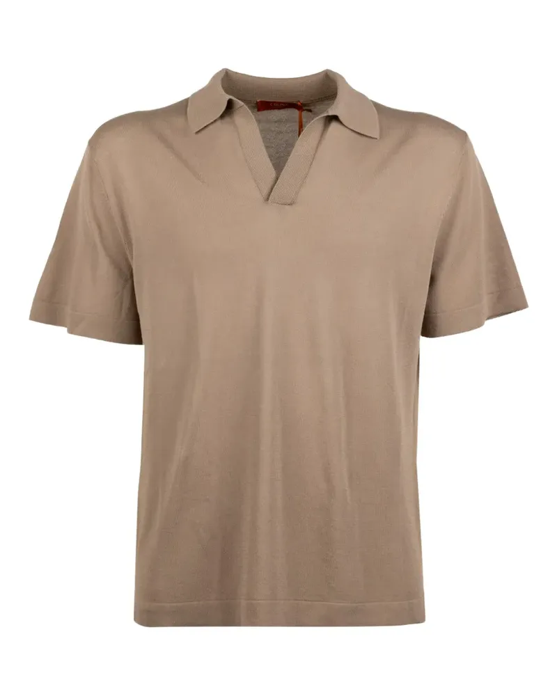 CRUNA Poloshirt mit V-Ausschnitt - Nude Nude