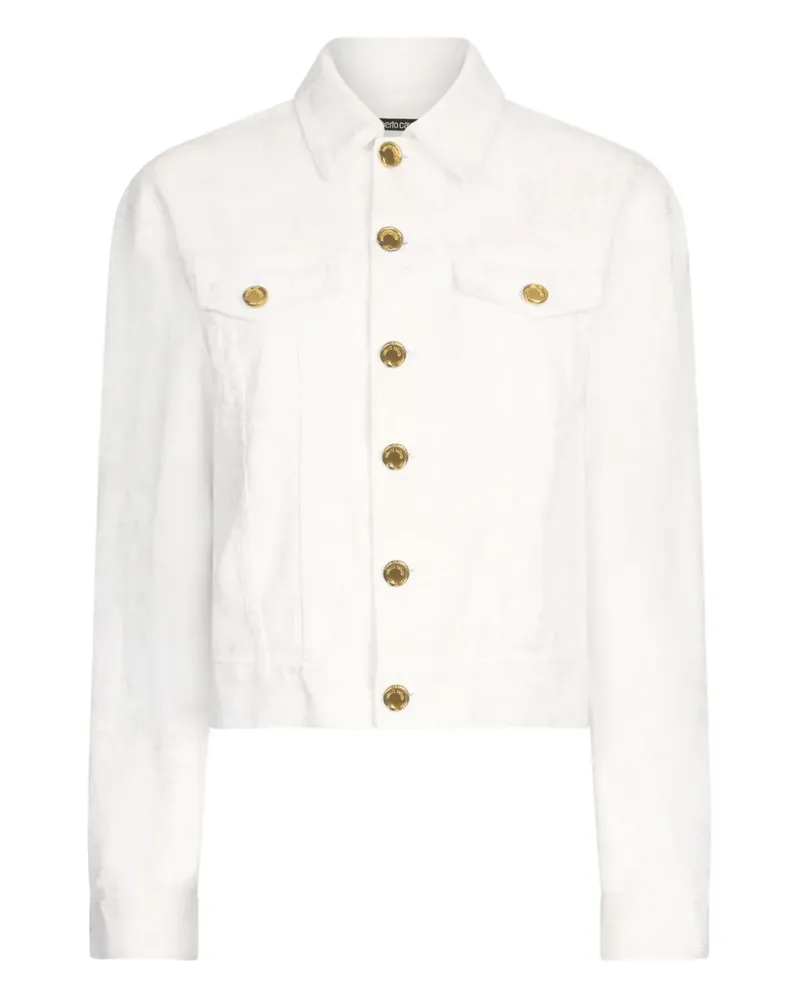Roberto Cavalli Cropped-Jacke mit Rundhalsausschnitt - Weiß Weiß