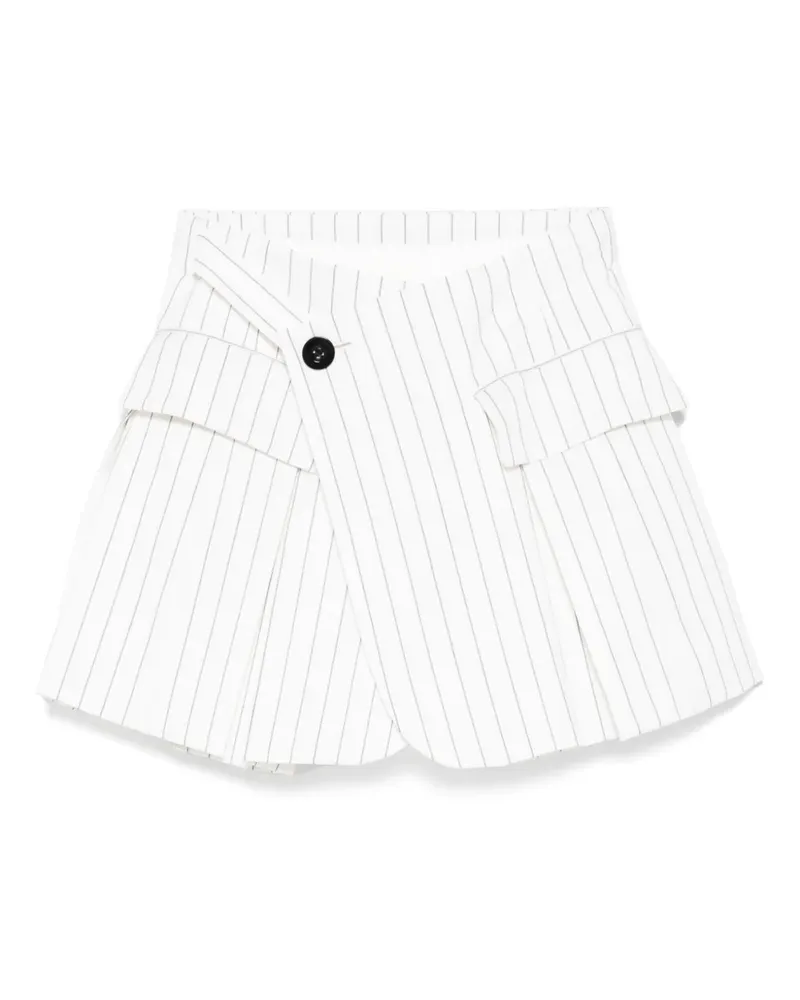 Sacai Gestreifte Shorts - Weiß Weiß