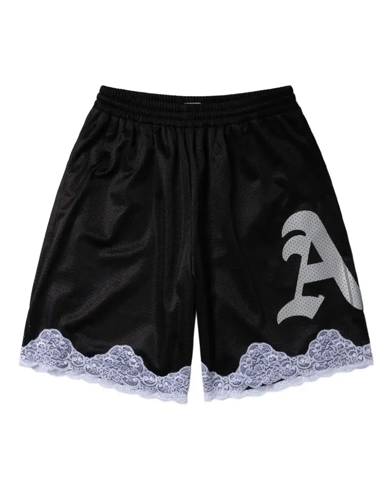 Aries Airtex Shorts mit Spitzenbesatz - Schwarz Schwarz