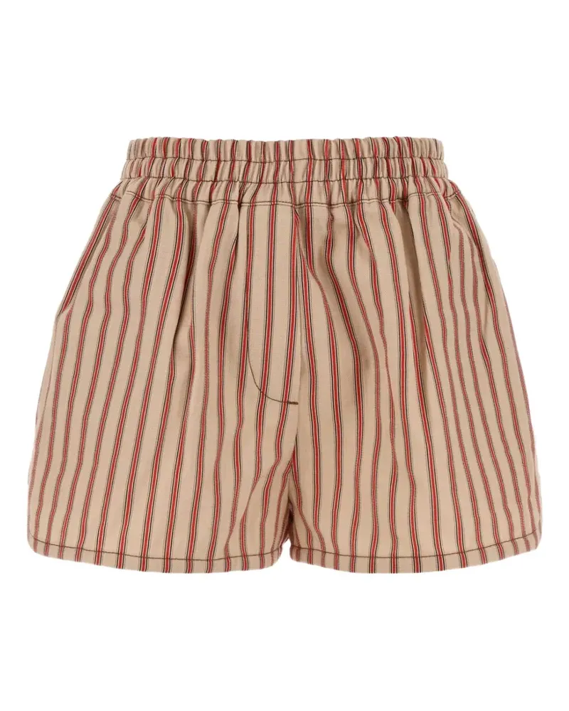 Fendi striped logo-patch shorts - Nude Nude