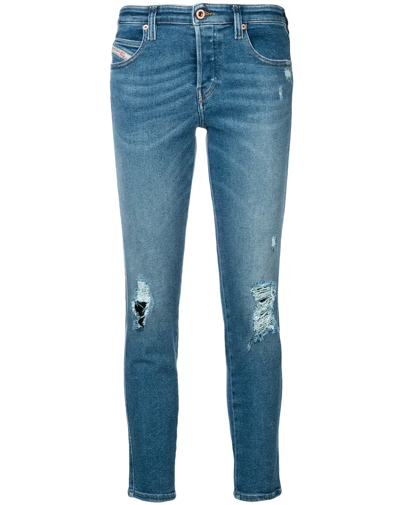 Diesel Babhila' Skinny-Jeans in Distressed-Optik - Blau Blau