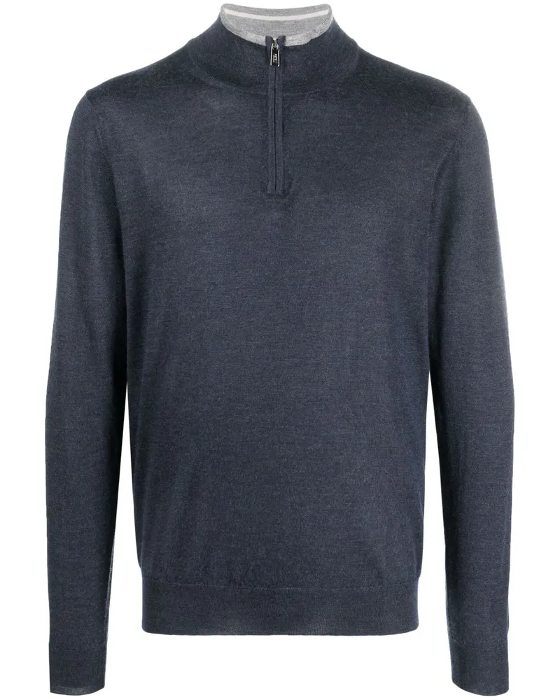Fedeli Favonio Pullover mit Reißverschluss - Blau Blau