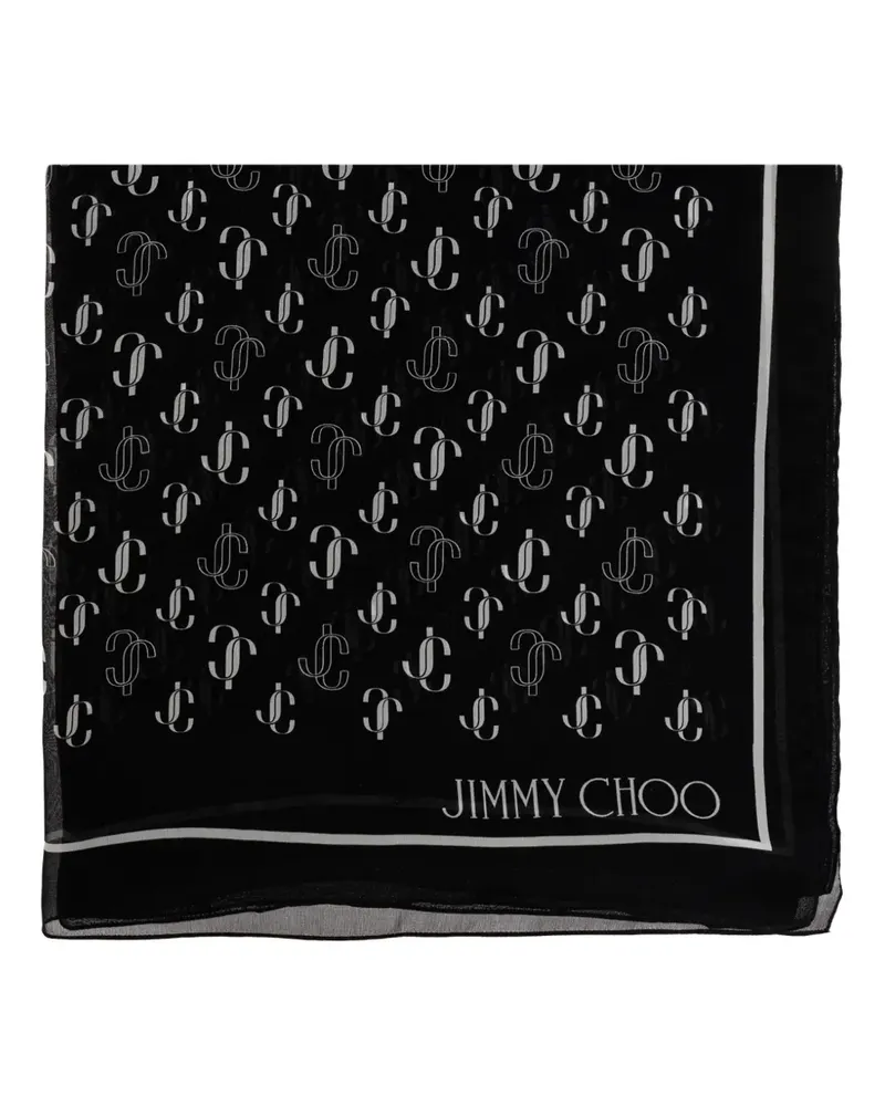Jimmy Choo JC monogram silk scarf - Schwarz Schwarz