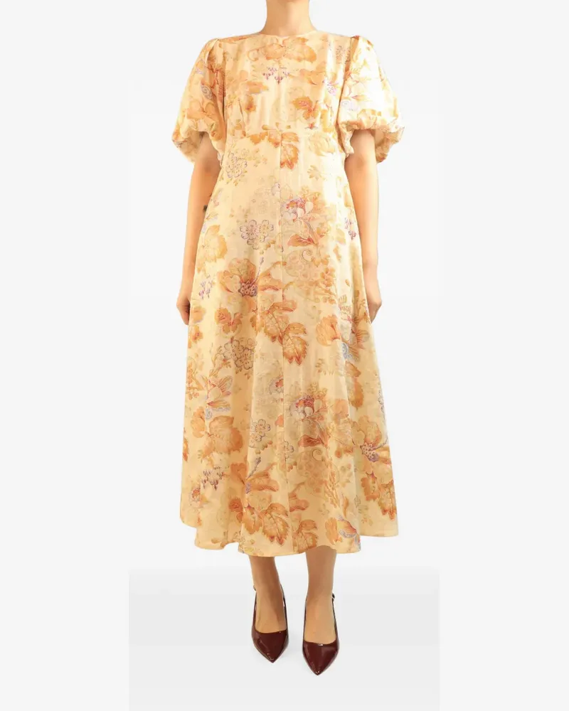 ALEMAIS Leinenkleid mit Blumenprint - Nude Nude