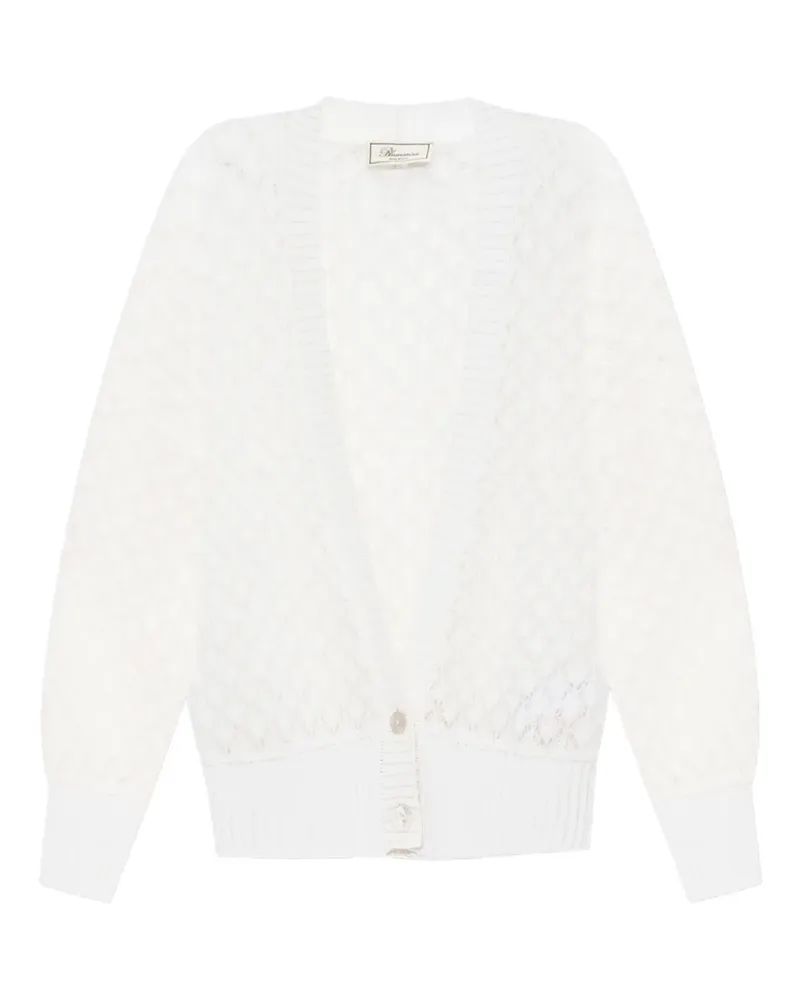 Blumarine Cardigan mit Lochstrickmuster - Weiß Weiß