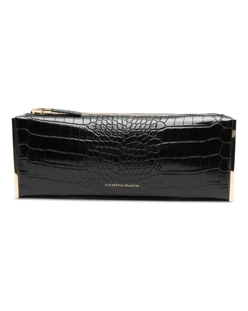 Elisabetta Franchi Clutch mit Kroko-Effekt - Schwarz Schwarz