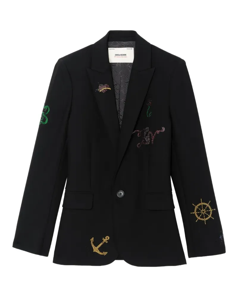 Zadig & Voltaire Valse Strass Multinavy Jacke - Schwarz Schwarz
