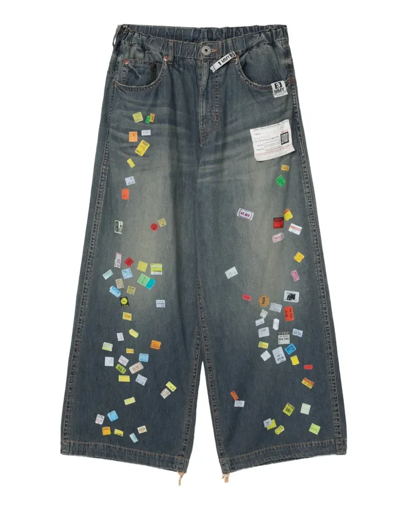 MIHARAYASUHIRO Wide-Leg-Jeans mit Print - Blau Blau