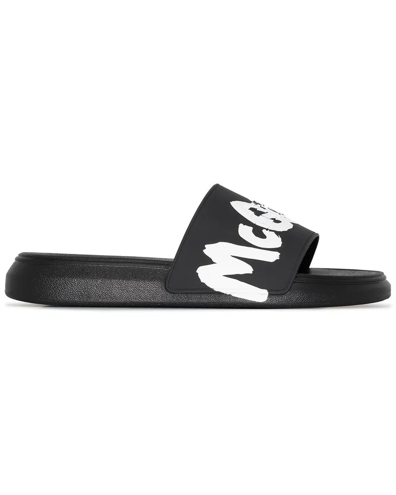 Alexander McQueen Pantoletten mit Logo - Schwarz Schwarz