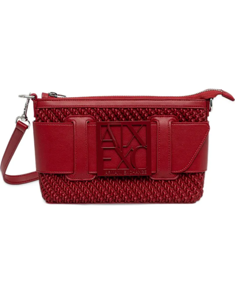 Armani Exchange logo-plaque woven-effect shoulder bag - Rot Rot