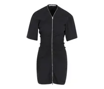 zip-up gathered dress - Schwarz