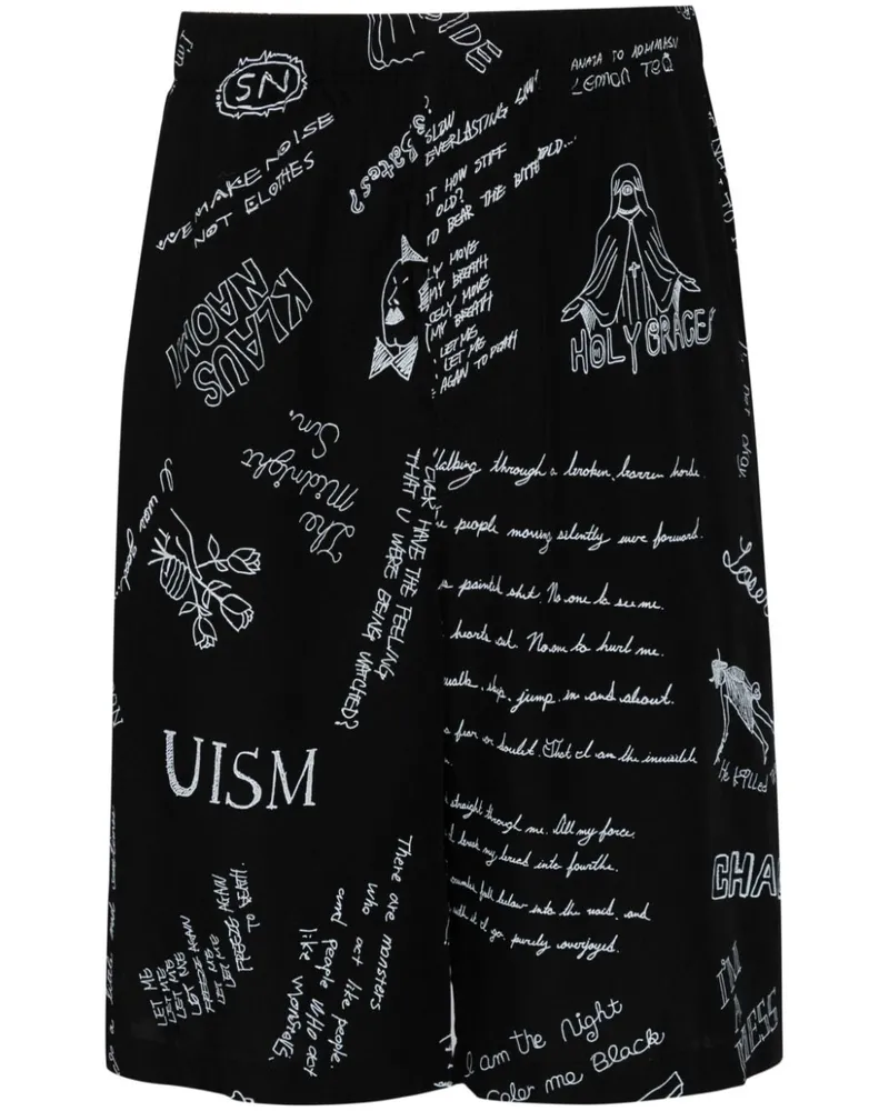 Undercover Weite Shorts mit grafischem Print - Schwarz Schwarz