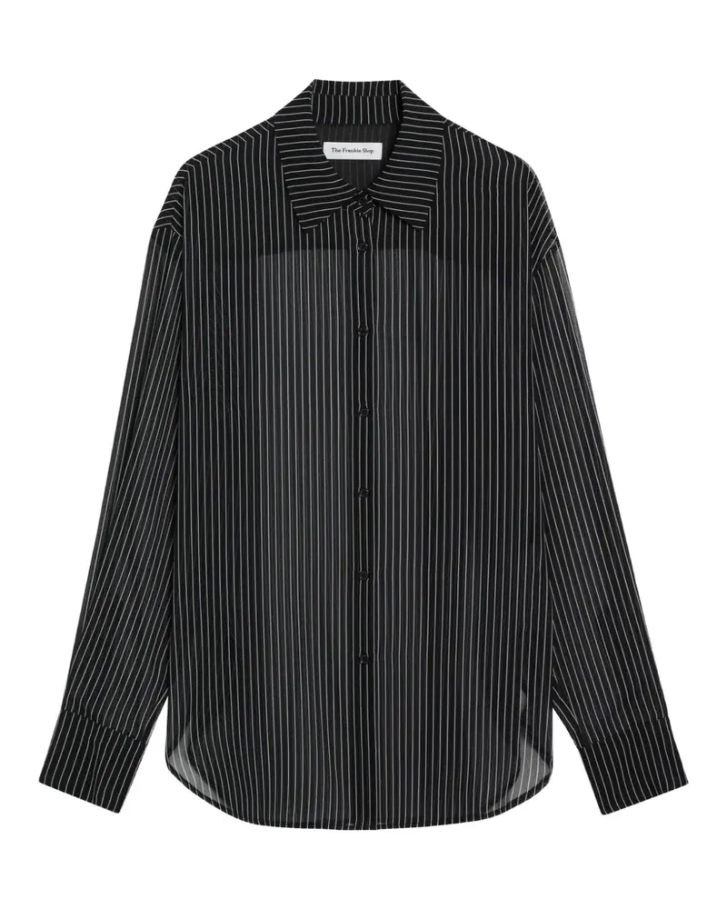 FRANKIE Shop Gestreiftes Peri Hemd - Schwarz Schwarz